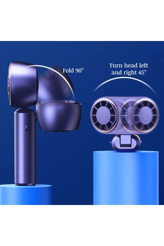 El Kişisel Fan Kompakt Şarj Edilebilir Çift Fan Soğutucu Şarj