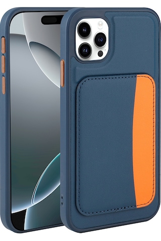 Apple Uyumlu iPhone 11 Kılıf Kartlıklı Zore X-kart Silikon Kapak - Lacivert Lacivert