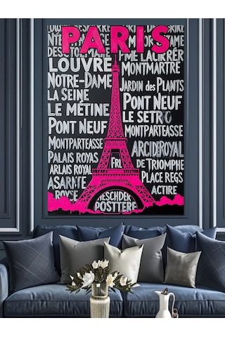 Ahşap Tablo Yazılarla Paris Ve Eyfel