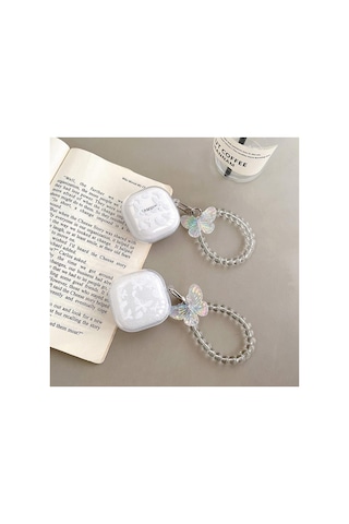 Samsung Galaxy Buds 2 - Buds Pro - Buds Live - Buds 2 Pro - Buds Fe Uyumlu Kılıf Süslü Kalp Desenli Mor-kalp