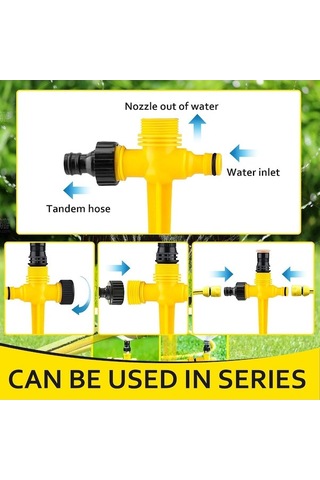 Youmex Çim Ve Bahçe Sulama İçin Otomatik Döner Sprinkler - 4 Sarı + 4 Emzik + 4 Deri Çember Takımı Sarı