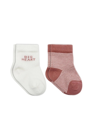 Bistyle Big Heart Penye Soket Çorap 2'li Bs10117 Pudra Pudra