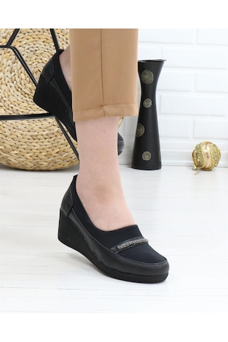Nesil Shoes Sdf A06 Siyah Strech Dolgu Kadın Ayakkabı-siyah