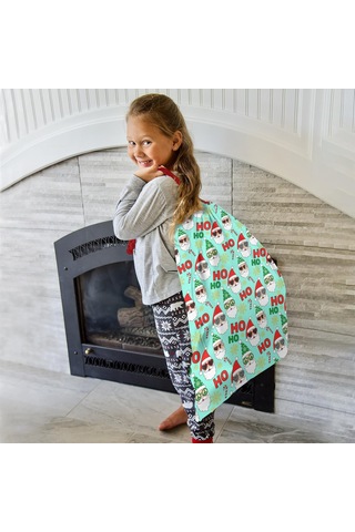 Büyük Noel Baba Hediye Çantası, Pamuklu Kordonlu, Yeniden Kullanılabilir Noel Baba Noel Perisi