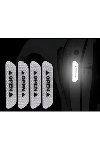 Araba Kapı Açık Uyarı Reflektörü Etiket Sticker 4'lü 9.5x2.5cm Beyaz