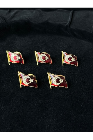 Türk Bayraklı Yaka Rozeti 5' Li