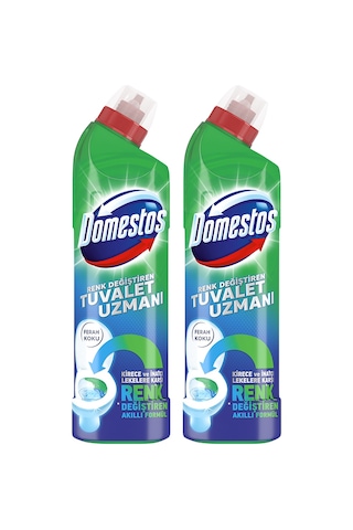 Domestos Renk Değiştiren Tuvalet Uzmanı Temizleyici ve Kireç Çözücü 2 x 750 ML