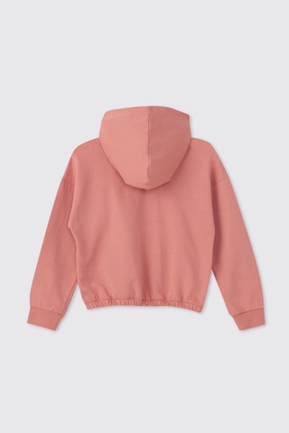 Panço Kız Çocuk Baskılı Kapüşonlu Pembe Sweatshirt