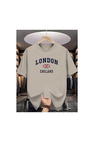 Caddemia Yaz Moda Rahat Gevşek Artı Boyutu Londra İngiltere Baskılı Spor Yuvarlak Boy Bej 2XL Caddemia Yaz Moda Rahat Gevşek Artı Boyutu Londra İngiltere Baskılı Spor Yuvarlak Boy Bej 2XL