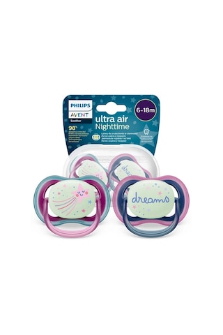 Philips Avent Ultra Air Night Karanlıkta Parlar Gece Emziği 6-18 Ay Kız Çok Renkli