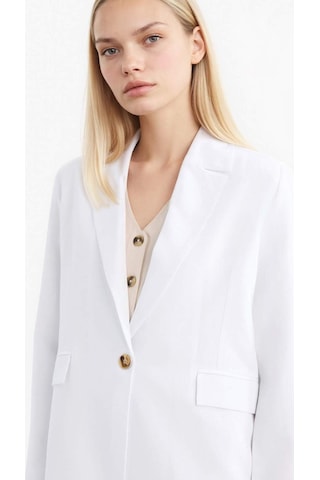 DeFacto Oversize Geniş Kalıp Keten Karışımlı Beyaz Blazer Ceket Z2536AZ25SPWT34 Beyaz