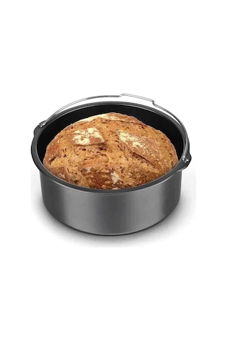 Vkemall Hava Fritözü Kek Kalıbı 6 İççaplı Siyah, Çelik Kollü, Enamel Anti- Yapışkan, Pasta Ekmek Pizza Pişirme Sepeti