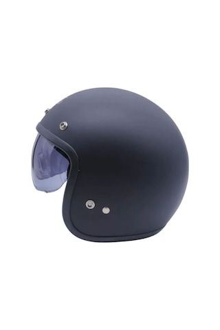 Motoanl Motosiklet Chopper Cruiser Abs Malzeme Ce Onaylı Güneş Vizörlü Yarım Açık Kask Siyah