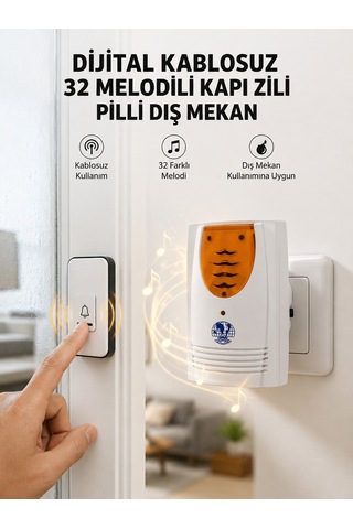Kablosuz Kapı Zili 32 Melodi Ev Ofis Dükkân Yazlık İçin