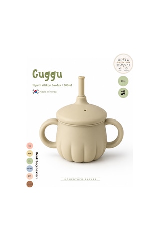 Tgm Baby Guggu Ultra Premium Silikon Pipetli Alıştırma Bardağı 200 Ml Açık Yeşil