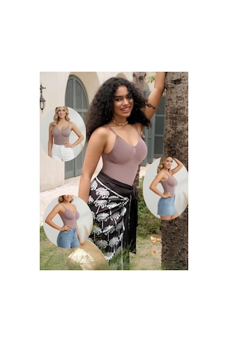 Mistirik Mamey Model Örme Kumaş Toparlayıcı Çıtçıtlı Body Gül Kurusu Renk Zıbın 4