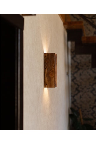 Decarhuma Yansıtma Tasarımlı Çift Yönlü Ahşap Salon Duvar Aplik Koyu Kahverengi