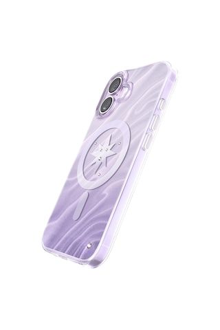 İphone 17 Kılıf M-safe Özellikli l Swarovski Taşlı Zore Paris Rovix Sert Pc Kapak Açık Mor