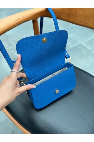 Mft Leather Hakiki Deri Kadın Çanta Viola 1524 Flother Mat Saks Mavi