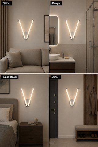 AvizeGO Vasko Modern Led Duvar Apliği Günışığı Gri