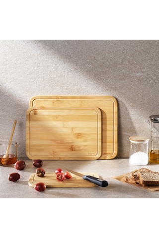 Schafer Woodart 3 Lü Dikdörtgen Kesme Tahtası Sarı