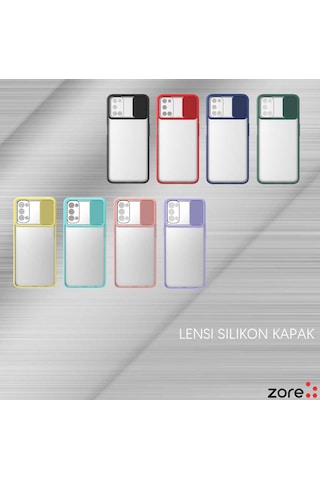 Noktaks - Oppo A52 Uyumlu - Kılıf Slayt Sürgülü Arkası Buzlu Lensi Kapak - Pembe Açık