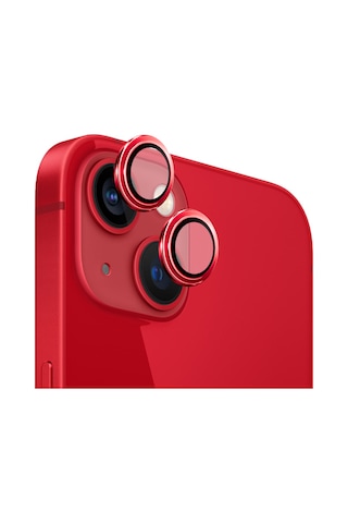 Safeus Safir Temperli Kamera Lens Koruyucu Apple Uyumlu iPhone 13 Ve Mini İle Kırmızı