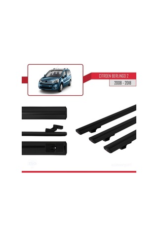 Citroen Berlingo 2008-2018 Arası İle Uyumlu Basic Model Ara Atkı Tavan Barı Siyah 3 Adet