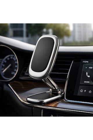 360 Dönebilen Araç İçi Telefon Tutucu Magsafe Özellikli Masa Üstü Lüks Telefon Tutucu Siyah