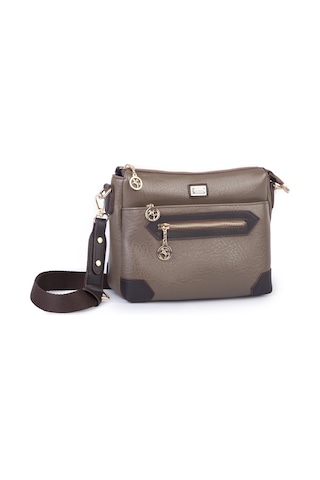 Nas Bag Kadın Spor Şık Günlük Postacı Çapraz Çanta En 25 Cm Boy 22 Cm Vizon Kahve Victoria