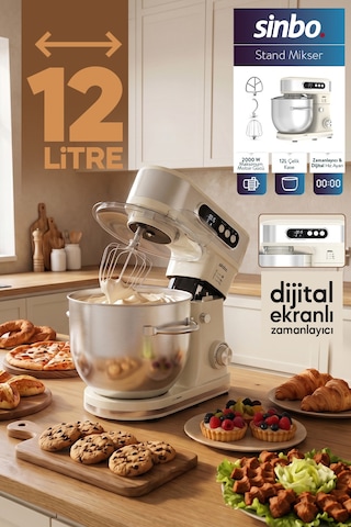 Sinbo Smx-2779 12l Dev Hazneli Dijital Ekranlı Zaman Ayarlı Stand Mikser 2000w Diğer