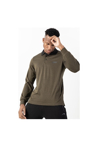 Maraton Sportswear Regular Erkek Polo Yaka Uzun Kol Basic Haki Sweatshirt 22432-haki Haki