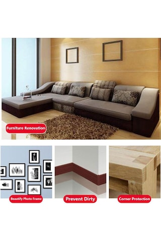 5 M/rulo Ev Dekor Mobilya Yenileme Süpürgelik Hattı Zemin Ahşap Tahıl Bant Onarım Yapıştırıcı 8cm X 4.75m-dark Brown Oak