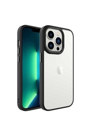 Apple Uyumlu iPhone 14 Pro Max Kılıf Zore Krom Kapak Siyah