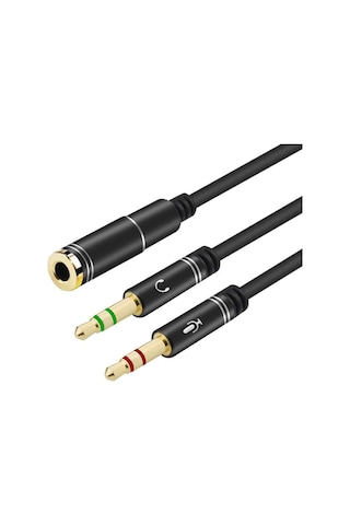 3.5Mm Kulaklık Çevirici Mikrofon Kulaklık Ayırıcı Aparat Siyah