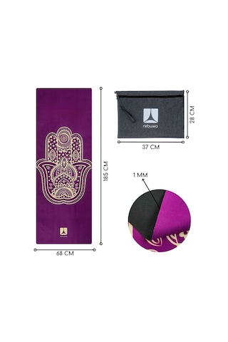 Rebuwo Seyahat Yoga Matı Katlanabilir Doğal Kauçuk Mat 1mm Mor