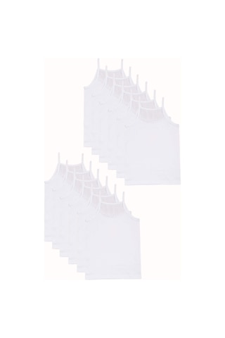 12li Kız Çocuk İp Askılı Papatya Yaka Atlet Pamuklu Fanila