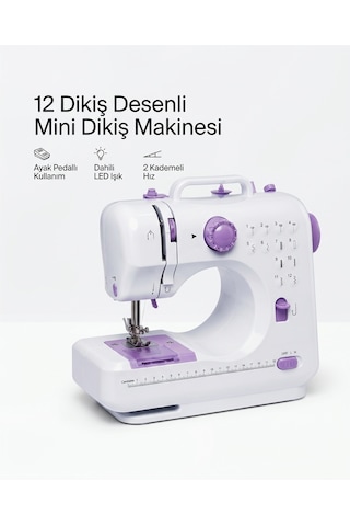 12 Farklı Dikiş Desenli Mini Dikiş Makinesi Asw2