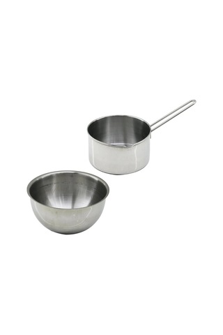 Özel Üretim Mutfak Pratik Şık Yemek 2 Parça Sütlük Ve Sosluk Seti - 14 Cm Ve 17 Cm - Paslanmaz Çelik