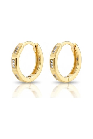 14 Ayar Altın Taşlı Halka Küpe 1183 Gold