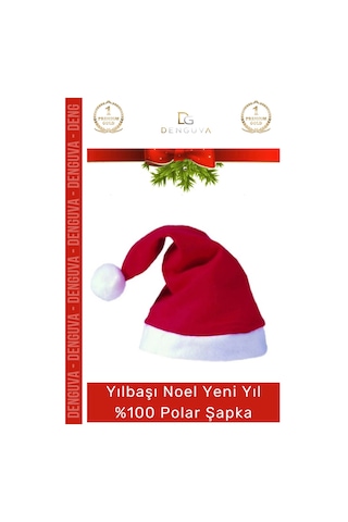 Şapka Kırmızı Yılbaşı Kostüm Aksesuarı Çocuk Yetişkin Şık Noel Baba 100 Polar Şapka 1 Adet
