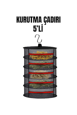 Tineke 5 Katlı Fermuarlı Meyve Sebze Kurutma Filesi Katlanabilir Doğal Kurutma Sepeti Kırmızı Kırmızı
