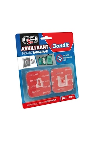 Bondit Askılı Tak Çıkar Bant - Şeffaf - 6x6 Cm