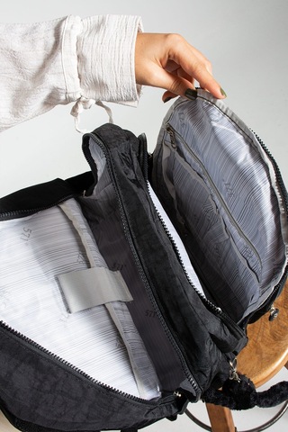 Maymuncuk Hediyeli Mega Boyo Ultra Hafif Çok Cepli Krinkıl Sırt Çantası Unisex Siyah