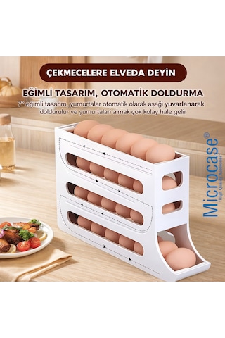 Microcase Abs Plastik Dolapiçi Yuvarlanır Tip Yumurta Organizer Ve Standı Al54529 Gri