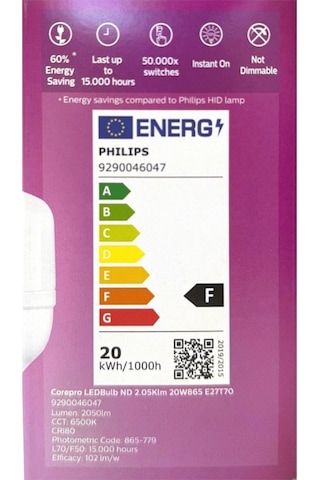 Philips Corepro LED 20W E-27 6500 Kelvın 2050 Lumen Göz Yormaz Kaliteli Beyaz Işık Torch Ampul