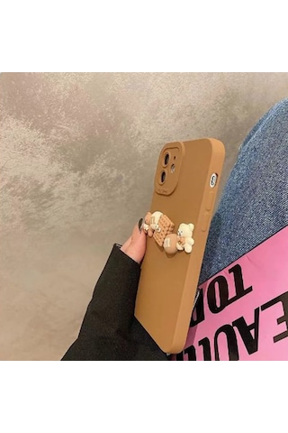 Apple Uyumlu iPhone 15 Pro Max Kılıf 3d M Bear Kamera Korumalı Silikon Kapak
