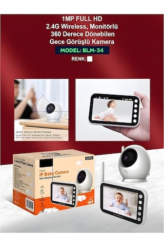Blm-034 Full Hd Monitörlü 2.4g Wireless 360 Dönebilen Gece Görüş