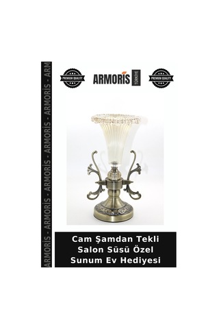 Cam Şamdan Tekli Salon Süsü Özel Sunum Ev Hediyesi Çok Renkli