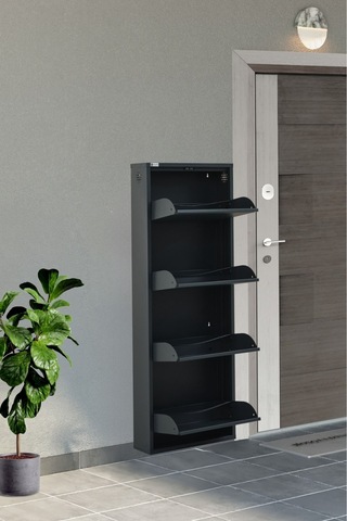 4'lü Metal Ayakkabılık Antrasit Antrasit Gri Antrasit - Gri